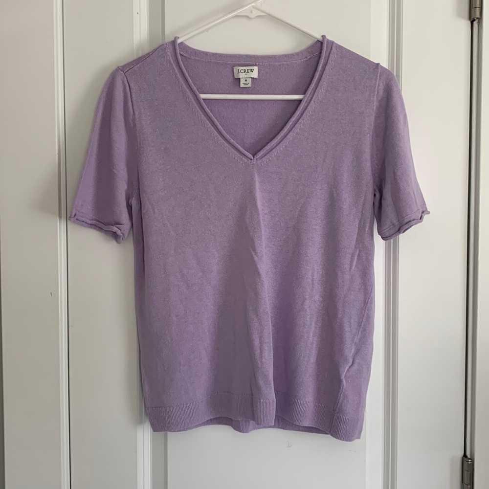 J. Crew Lavender Linen Short Sleeve Sweater